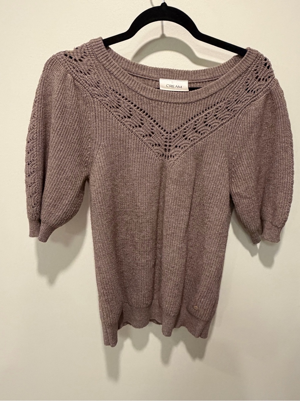 Cream Women’s Taupe/Tan ShortSleeved Sweater–  Size M